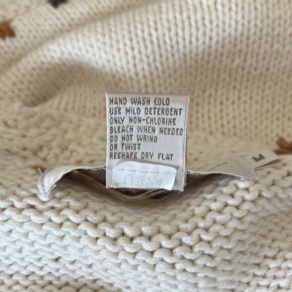 All Week Long Chunky Cardigan Sweater M Floral Cottagecore Cabin Beige Crochet - Picture 9 of 13